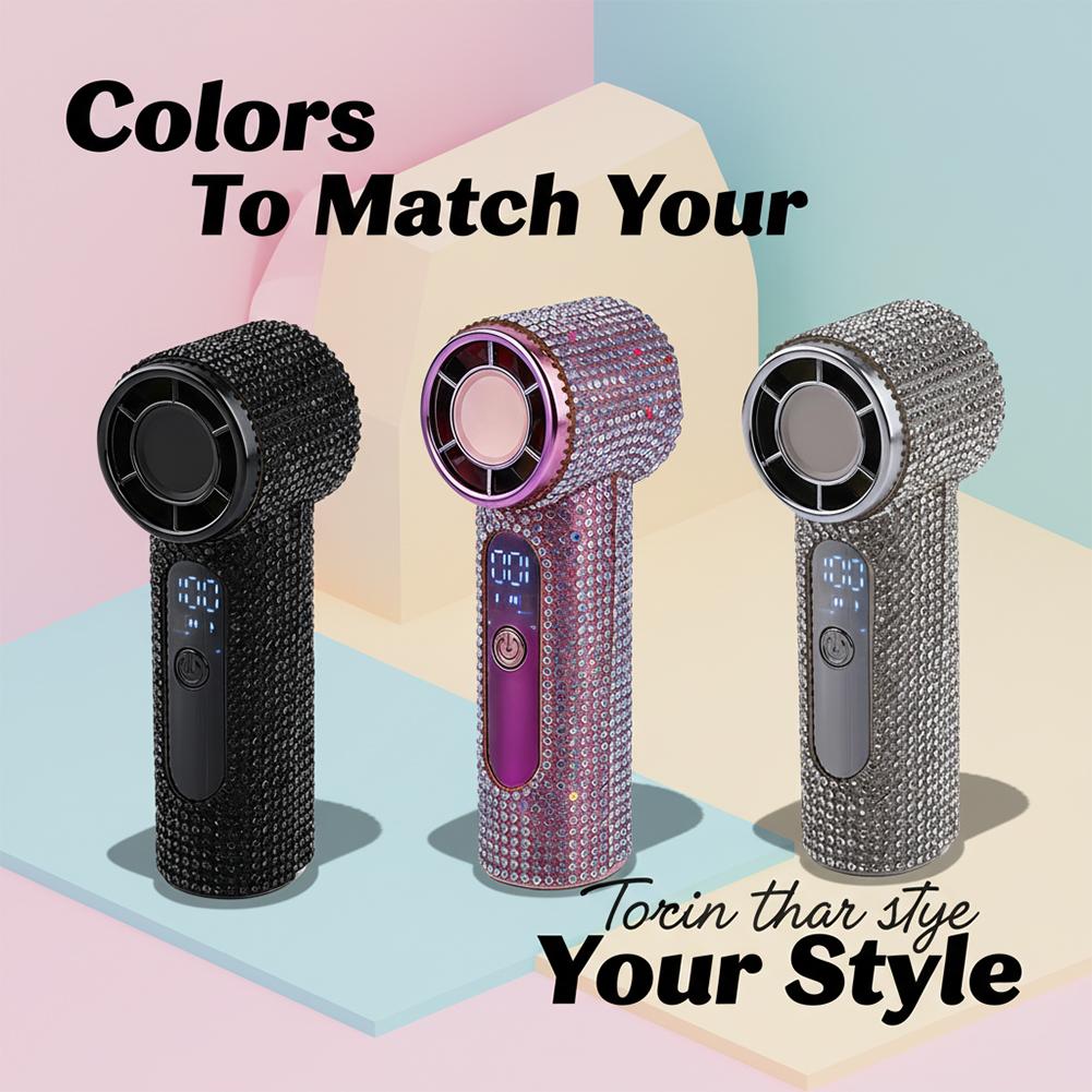 Summer Portable Handheld Mini Fan Diamond Design Powerful Outdoor Cooling Personal Display Mini Handheld Fan Fan Digital D8O9