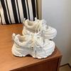 Dad Shoes Girl 2025 Summer New Retro Versatile Platform White Shoes Heightening Lace Mesh Sports Casual Shoes