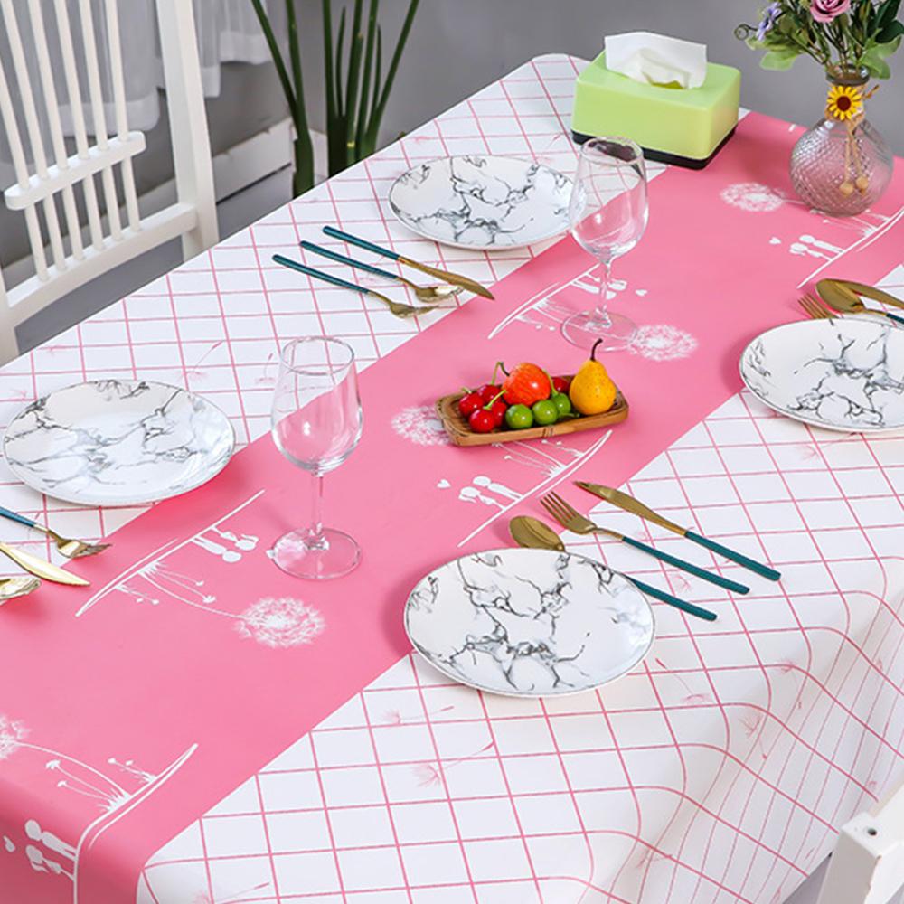 Tablecloth Peva Waterproof Oilproof Anti -Scald Rectangular Grid Dust Cloth Table Clothes For Dining Table Party Event Room Decor