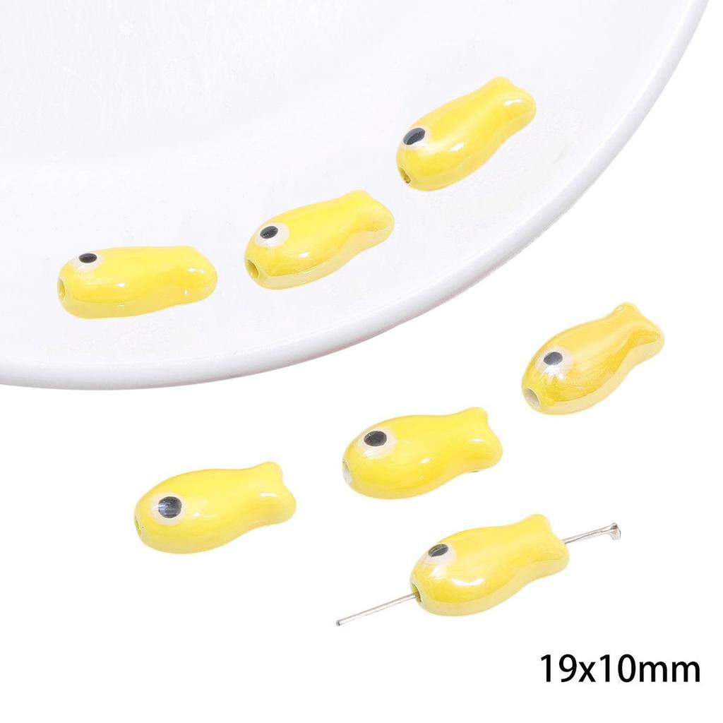 Yellow Hand-Painted Ceramic Cartoon Beads for DIY Bracelets, Necklaces, and Phone Chains