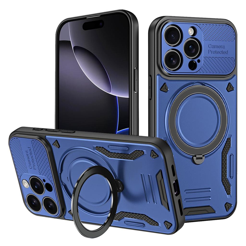 For iPhone 16 Pro Case Compatible with MagSafe Shockproof TPU + PC Phone Back Cover with Kickstand