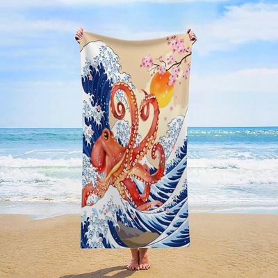 A Vintage Japanese Style Oversized Microfiber Beach Towel Quick-Dry Soft Absorbent Lightweight Travel Essentials for Pool Bath