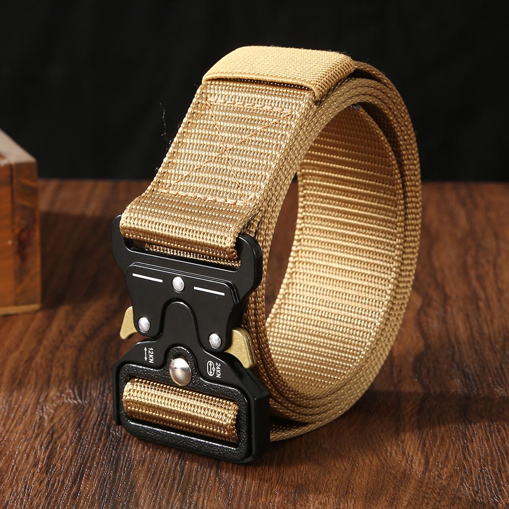 

Men s Versatile Leather & Nylon Belt with Cobra Alloy Buckle 130 cm