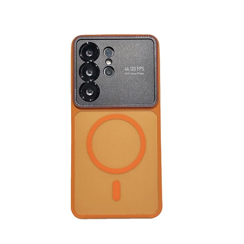Applicable to Samsung S26Ultra mobile phone case metal Lycra lens matte magnetic suction S25U anti-drop protective case premium