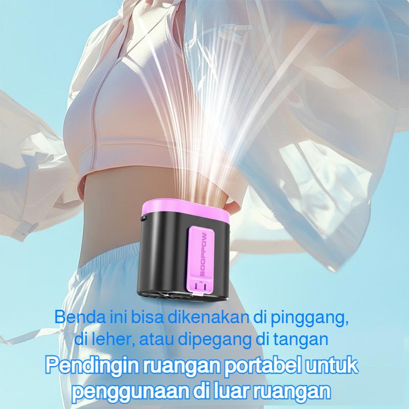 Summer waist clip mini fan 100-level cool wind, portable outdoor flashlight for construction workers and camping trips