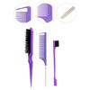 3Pcs Slick Back Hair Brush Set with 1 Pcs Bristle Hair Brush 1 Pcs Edge Brush