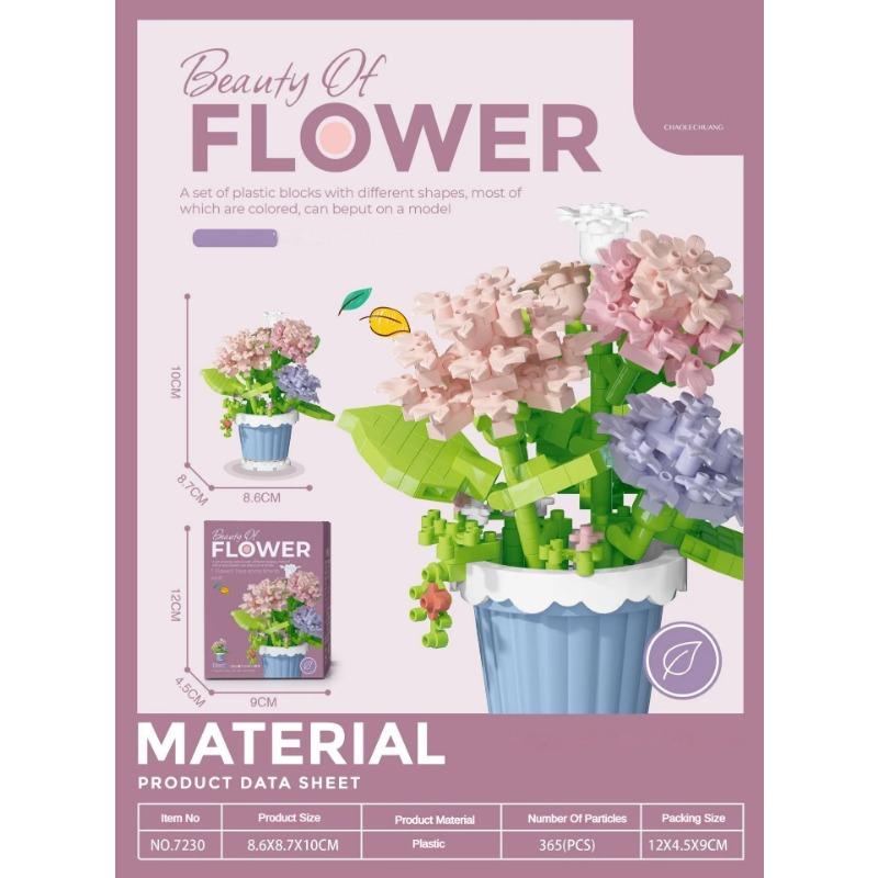 Building Block Flower Potted Plant Ornament Small Size Sunflower Rose Compatible WithBuilding Block Toys for Girl