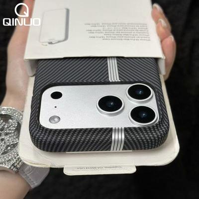 Slim Carbon Fiber Kevlar Texture Case For For Iphone 17 16 15 14 13 12 11 Pro Max Plus Shockproof Matte Hard PC Back Cover