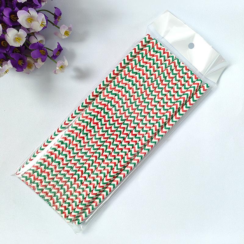 New Creative Disposable Paper Biodegradable Paper Straws Cocktail Juice Drink Christmas Decoration 25 Sticks