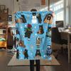 1PC Winter Raccoon Adventures Patterned Flannel Blanket Suitable For All Seasons for Home Decor Warmth and Comfort Gifts Holiday Present