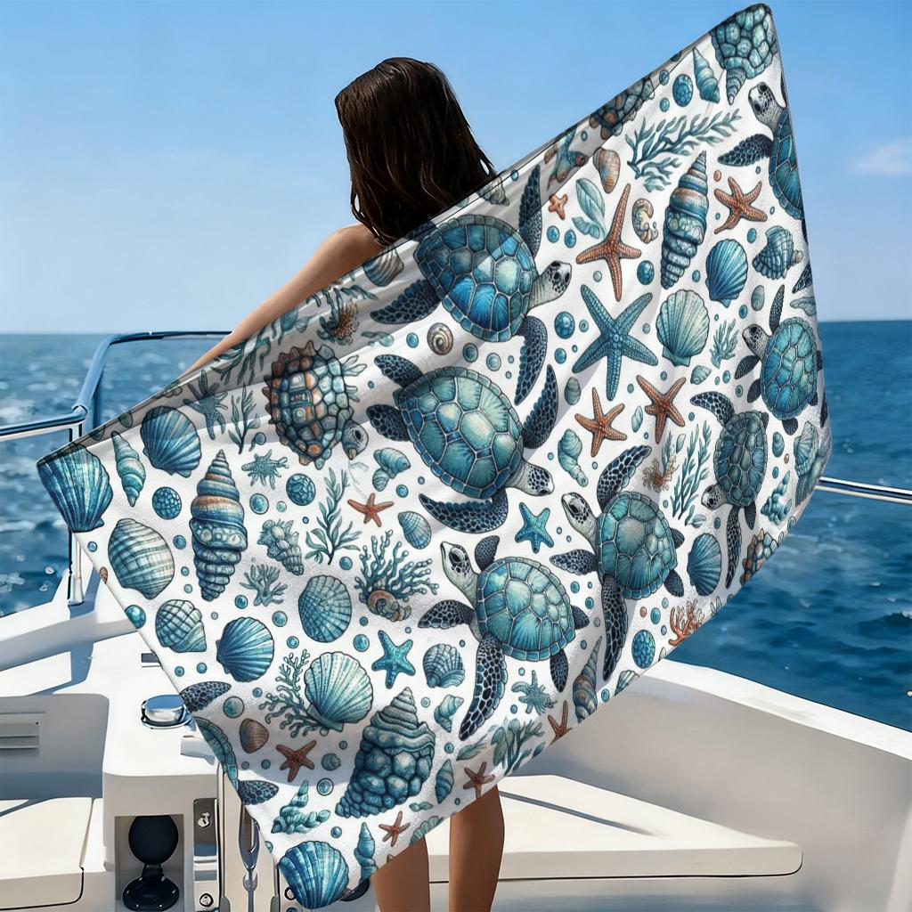 Seaside Vacation Elements Beach Towel Quick-drying Super Absorbent Suitable for Swimming Beach Pool Gym Summer Gift for Friends