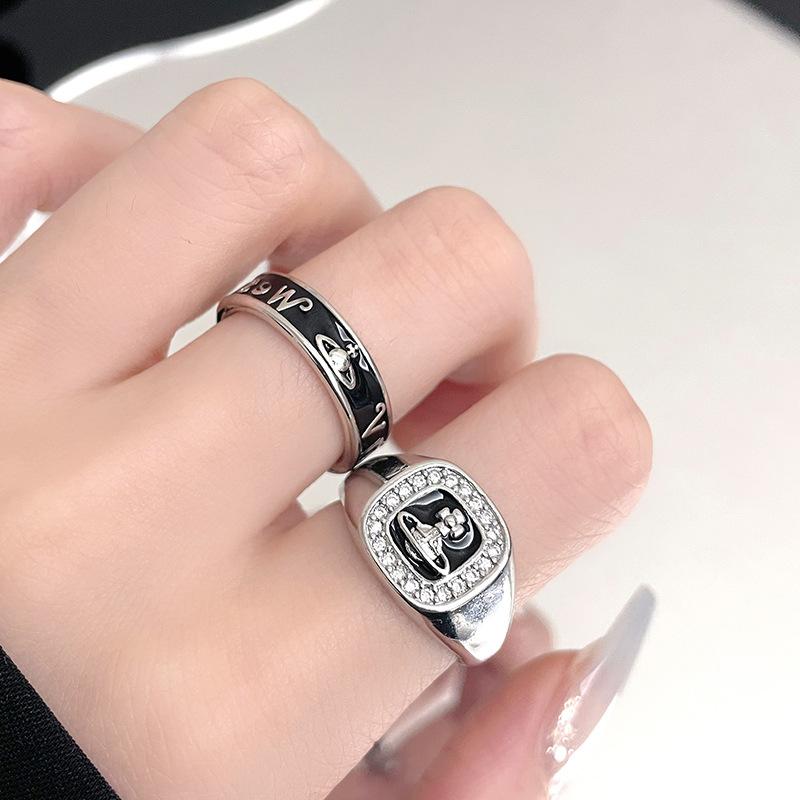 Tydzień Saturna Pełen Diamentów Wysoki Smak Zimny Wiatr Niszowy Design Osobowość Lekki Luksus Moda Otwarty Pierścionek