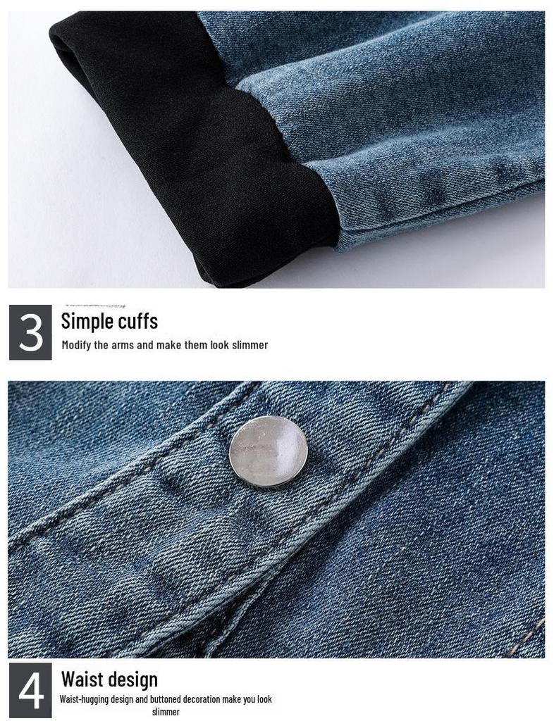 New Spring/Autumn Women's Plus-Size Denim Jacket with Three-Quarter Sleeves - Slim Fit, Light Luxury Fashion for Curvy Figures