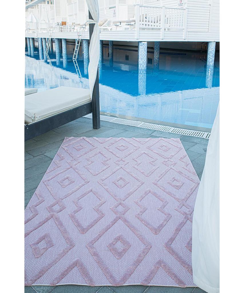 Cheap Silva Pink Carpet Washable Balcony Carpet Geometric Summer Woven Carpet and Rug 58594A Joom