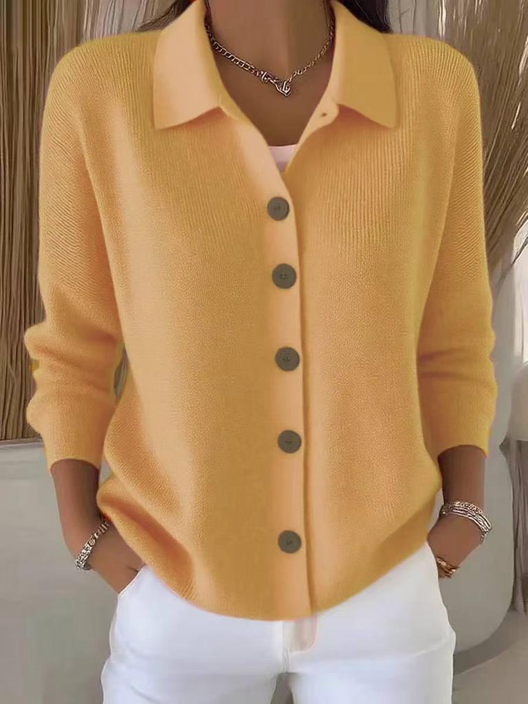 European Style Button Knitted Sweater Cardigan Jacket Fall and Winter Solid Color Casual Fashion Women Clothing