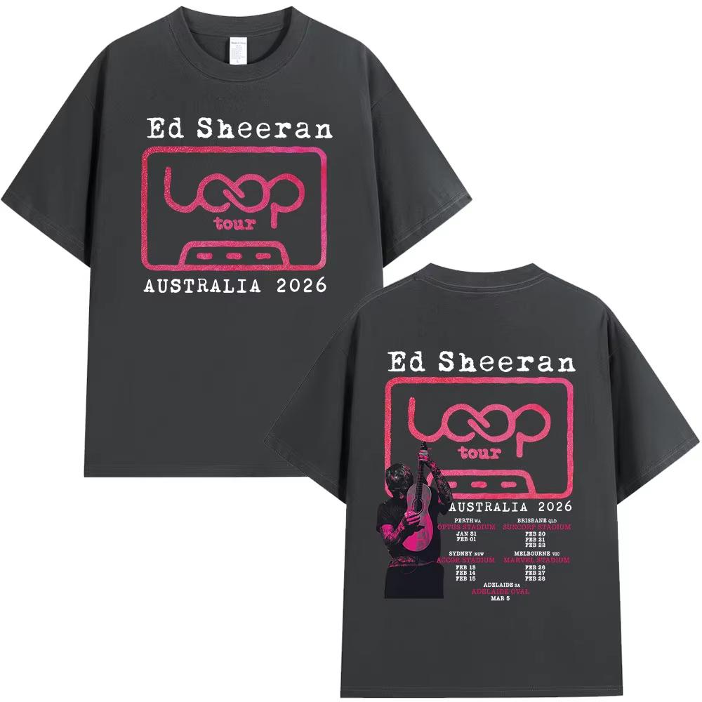Ed Sheeran Loop Tour Australia Tour Merch T-shirt Men's Women Clothing Fashion Hip Hop Cotton Oversized T Shirts