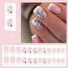 Press On Nail Short Square False Nail French Tip Flower Nail Manicure Decoration Nail Art Accesories For Women 24Pcs
