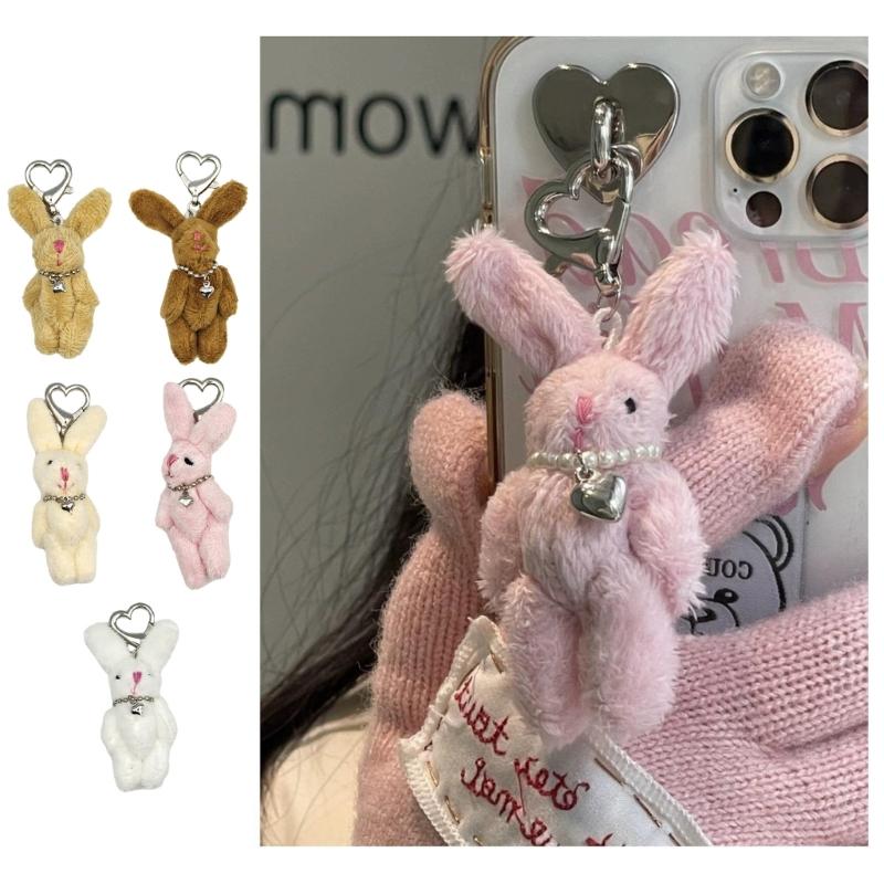Mini Plush Rabbit Keychain Hanging Ornament Backpack Handbag Charm for Girls