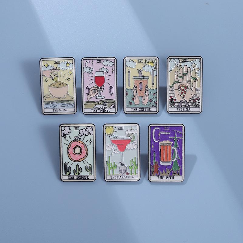 Tarot The Fool Love Donut Glass Cup Magician Empress Emperor Badges Brooch Enamel Pins Label Bag Backpack Hat Jewelry