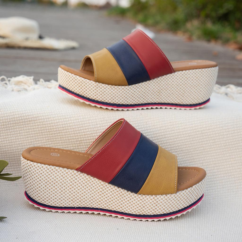 2026 Summer Fashion PU Platform Sandals Plus Size 36-43 Shoes for Women Slip on Sandalias De Mujer Slippers Women Non-slip Shoes