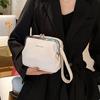 Schicke Umhängetasche im Vintage-Stil für Damen Vielseitige Schultertasche/Clutch-Kombination Abnehmbarer Riemen Reißverschluss Einfarbig Kunstleder