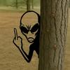 Yousheng Metal Alien Sign Peeping Around Alien Silhouette Sign Garden Decor Flip-off Alien Decoration for Outdoor Yard Tree Fence Post