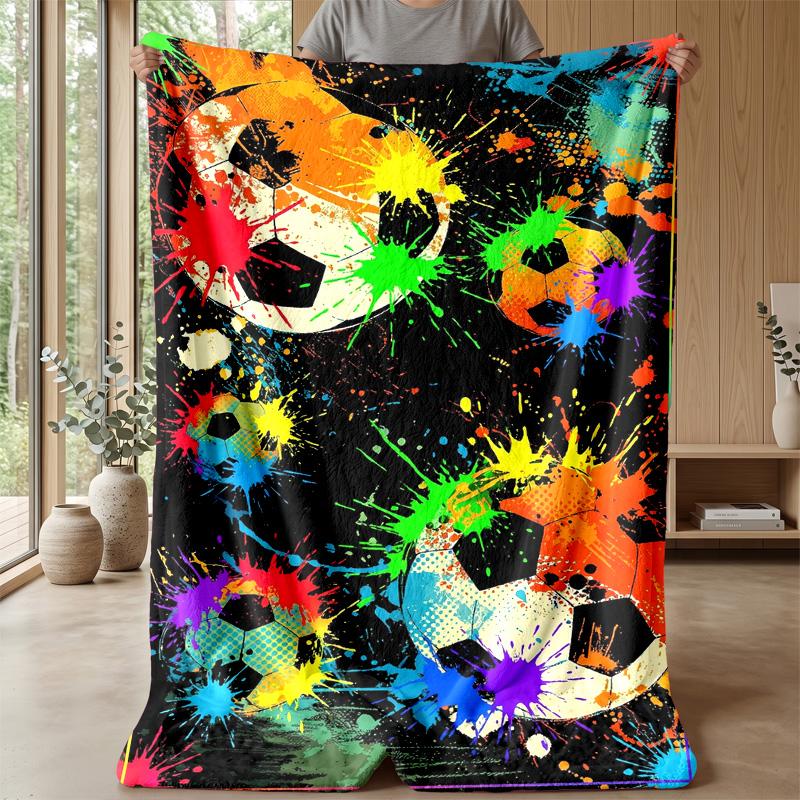 Soccer Ball Splash Art 11 Theme Blanket Lightweight Warm Flannel Blanket Decorative Throw Blanket for Home Decoration