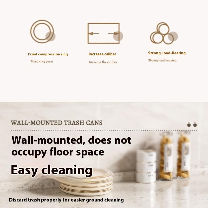 1pc Wall Mounted Trash Can with Pull Out Lid , No Drill Installation, Large Capacity Durable Plastic Bin for Kitchen , Bathroom