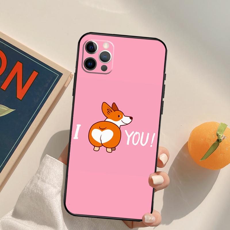 Cartoon Corgi Funda Case For iPhone 16 Pro Max 14 11 12 13 15 Pro Max Mini XR 16e 15 16 Plus Phone Cover