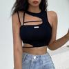 Camiseta sin mangas asimétrica de Color sólido estilo callejero a la moda de verano para mujer