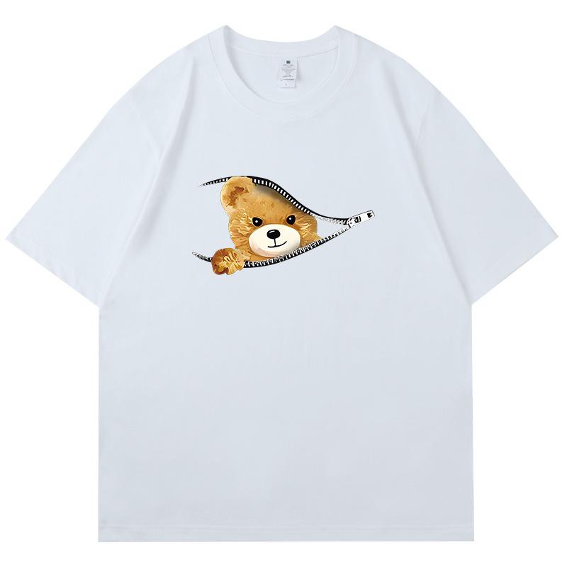 

Женская футболка с круглым вырезом и принтом медведя, дизайнерская повседневная рубашка XXXXL белый