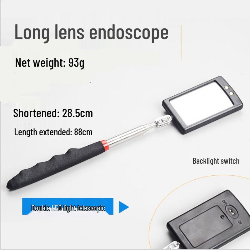 Magnetic Extendable Car Undercarriage Inspection Mirror with 360° Rotation and Light