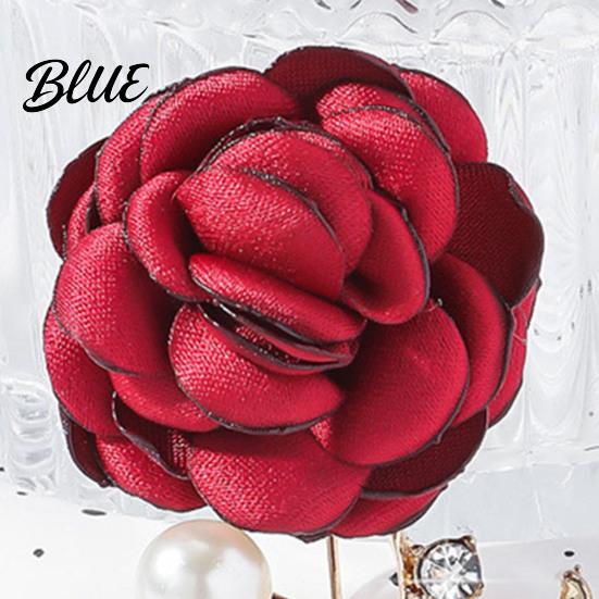 Stylish Brooch Faux Pearl Fabric Rose Artificial Flower Pin