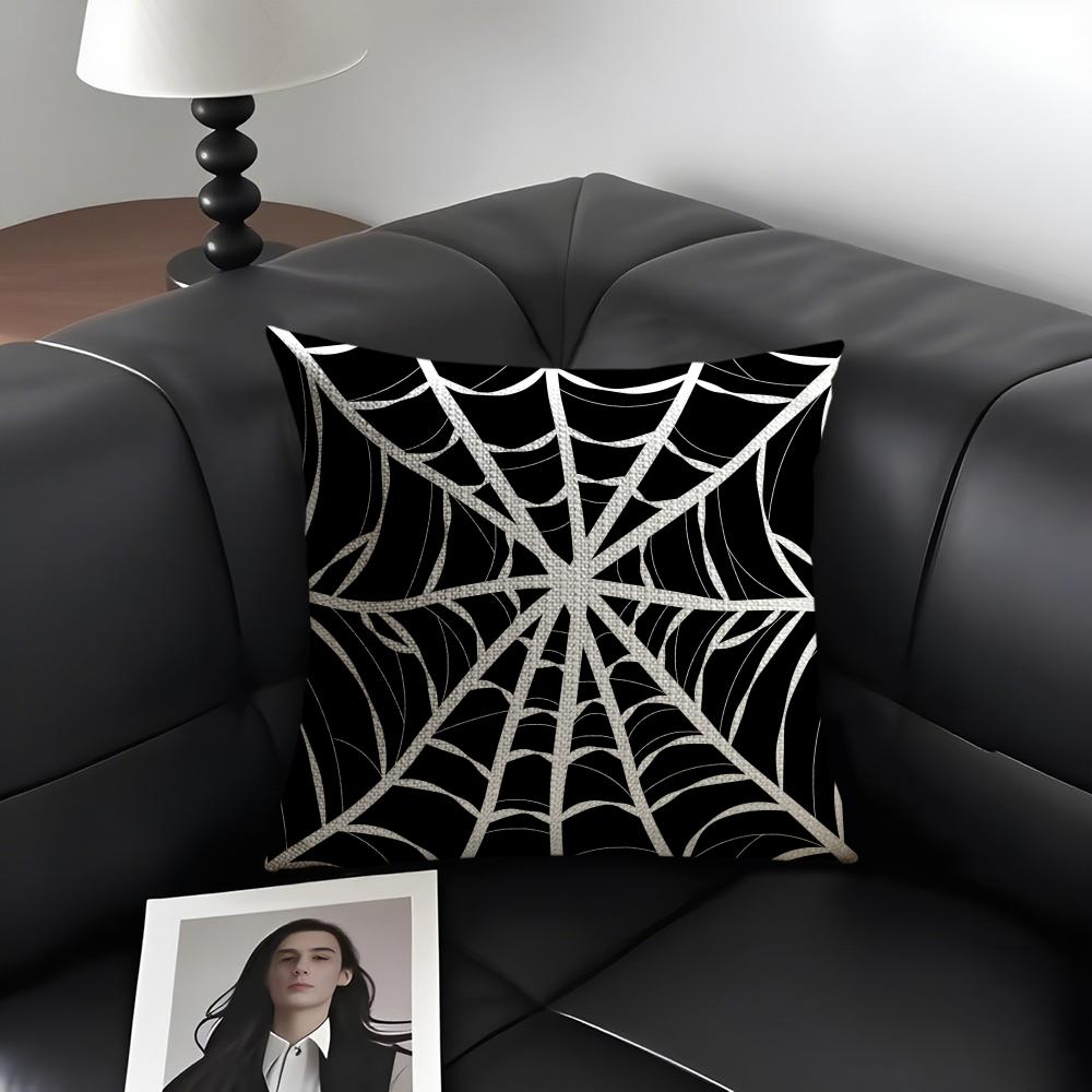 Spider Web Cool Cushion Cover Natural Linen Organic Fabric DoubleSided Printing Sofa Home Decor Gift Pillow Case