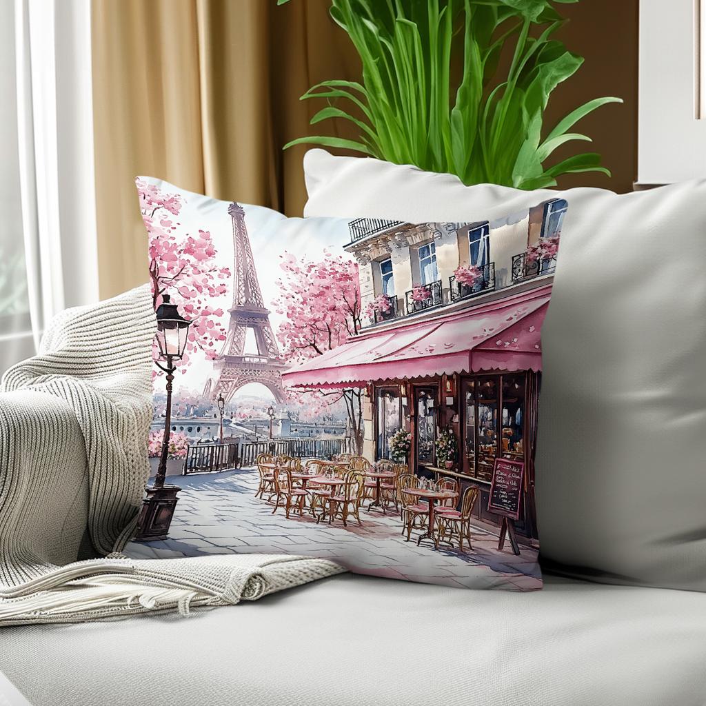 1pcs Landmark Buldings  Paris Pillowcase Square Bedroom Cushion Covers Zipper Living Soft Home Comfortable Decor 45x45cm