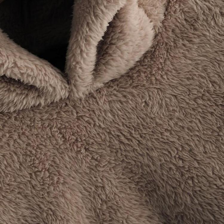 Women Cozy Fleece Pullover Hoodie Long Sleeve Plush Sweatshirt Warm Bear Ear Teddy Hooded