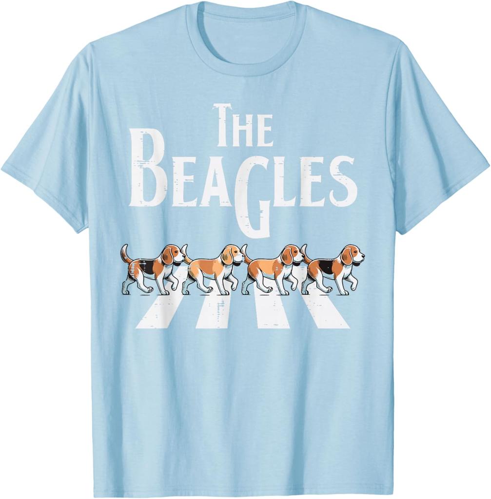The Beagles Parody Abbey Road Walking Dogs Graphic Tee Casual Cotton TShirt for Men Women