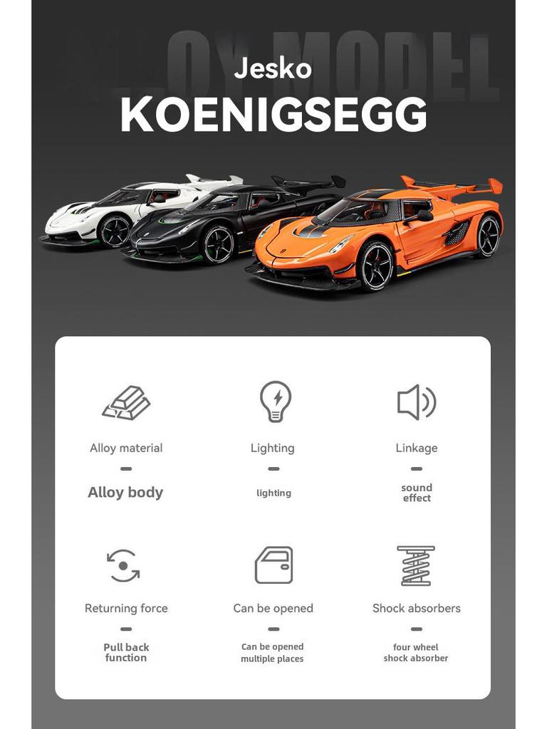 Koenigsegg 1:24 Alloy Supercar Model: Large Children's Toy & Collectible