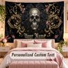 Skull Gothic (95) Theme Wall Tapestry Customized With Name Text Personalized Hanging Tapestry For Bedroom Living Room Decor