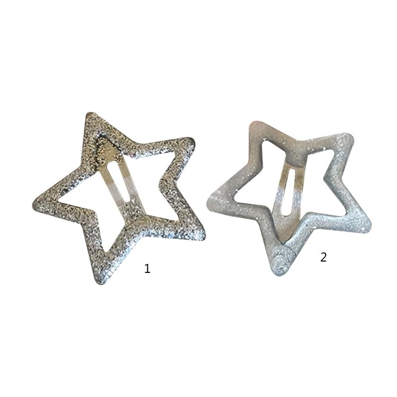 2Piece Star Snap Hair Clip Non-slip Metal Hair Barrettes Hair Accessory for Women Girls Fashion Star Hairpin for Kids