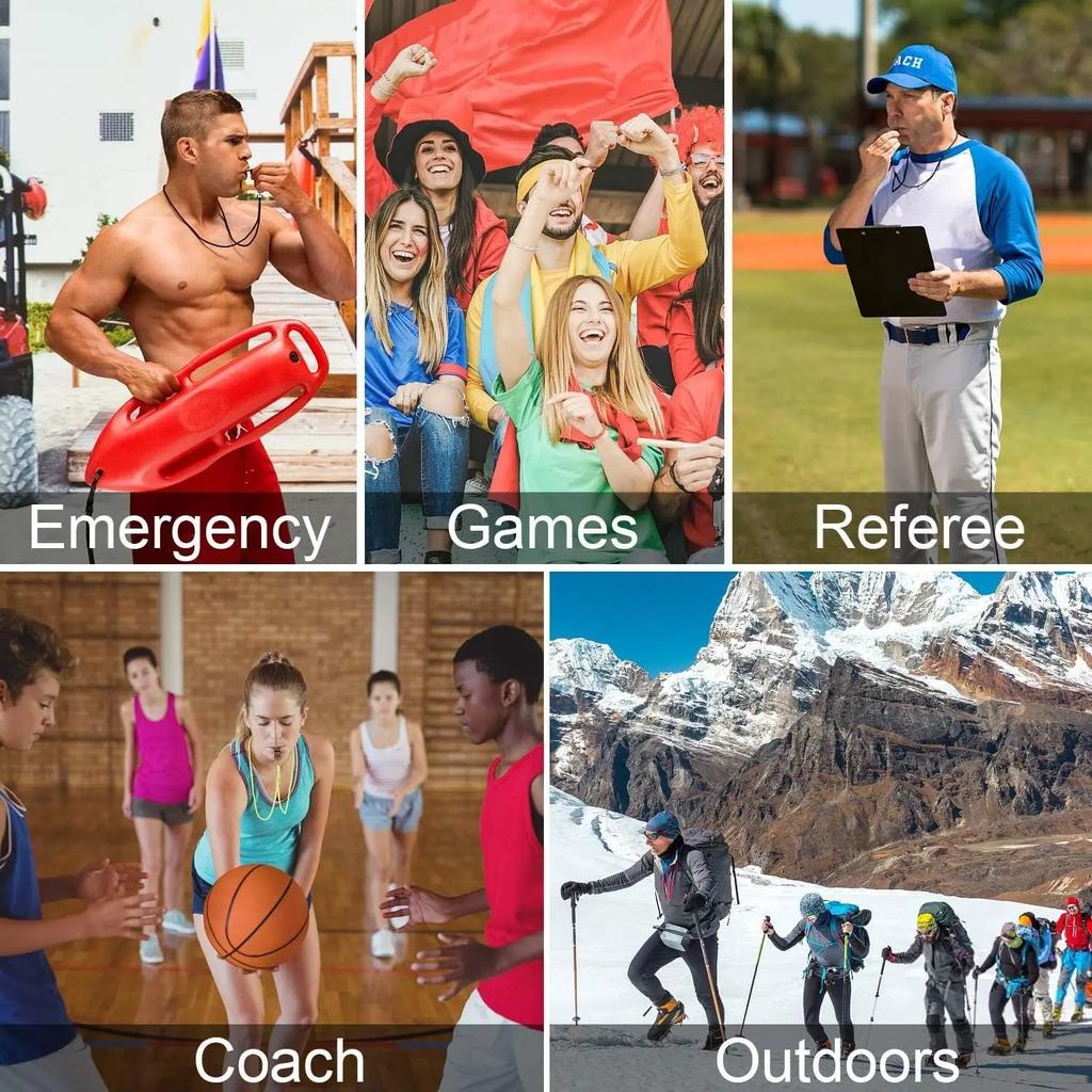 Emergency Survival Whistle 3-in-1 Emergency Whistles with Compass Thermometer Loud Safety Whistle Lanyard for Outdoor Hiking edc