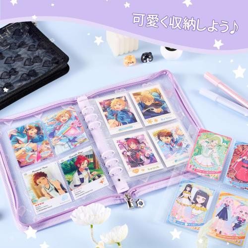 Trading Card Case, Pashakore Storage File, Trading Card Binder, A5, 6-Hole, 4-Pocket, Double-Sided Storage, Includes 20 Refills, Holds 160 Cards, Perf