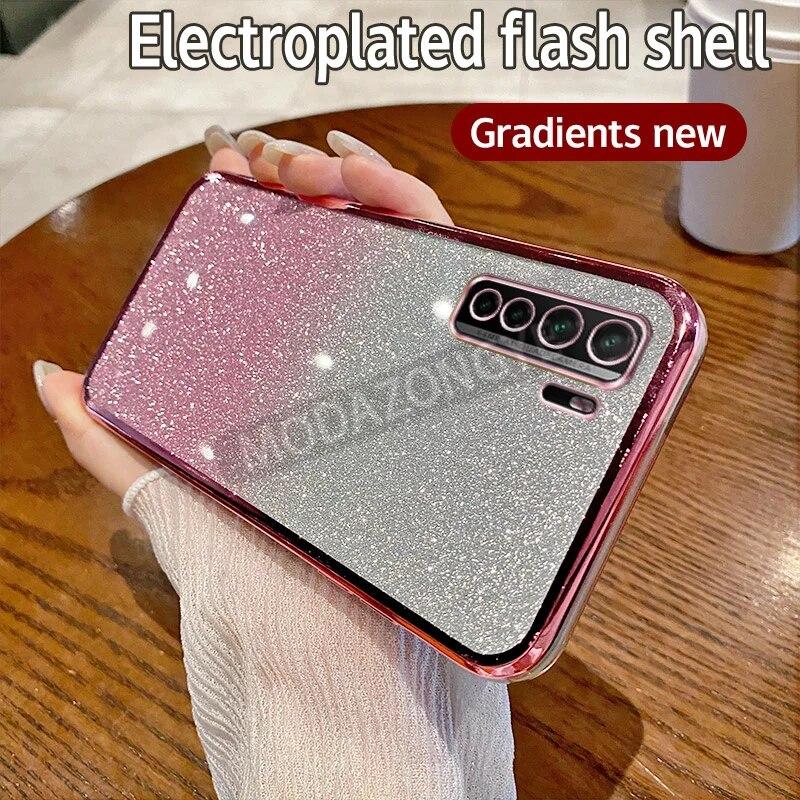 For Huawei Nova 7 Se Case Electroplating Soft Glitter TPU Cell phone Back Cover Huawei Nova7 Se Phone Casing For Girl Woman