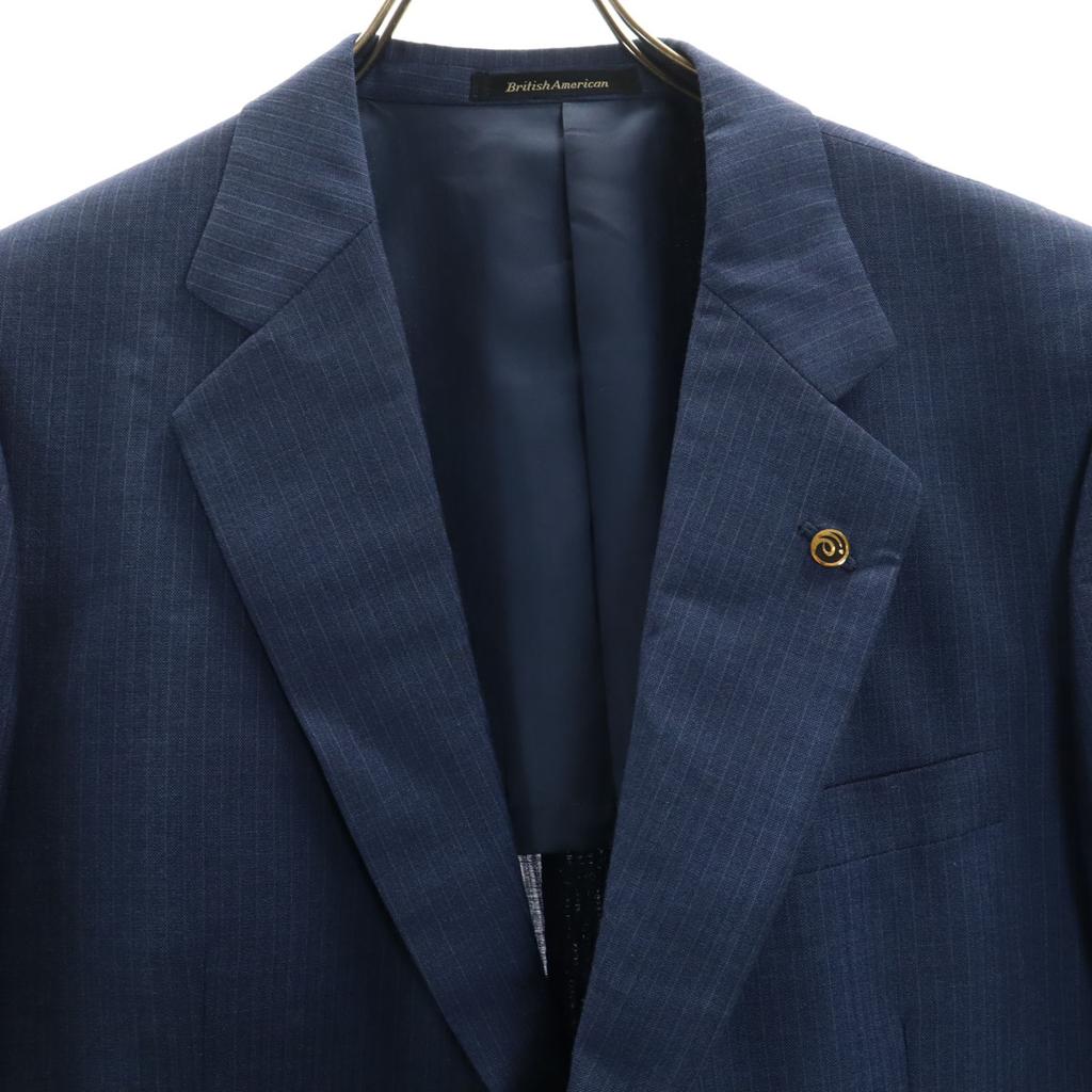 British American Striped Pattern suit Setup 96A6 Navy Men's Used