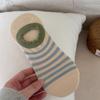 Women's Summer Casual Striped Tight Fitting Collar To Prevent Falling Heel Socks