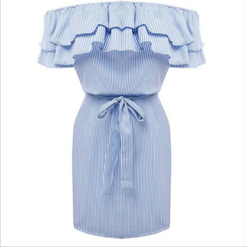 Premium Quality Women's Fashion Summer Casual Beach Mini Dress With Ruffle Off Shoulder Design