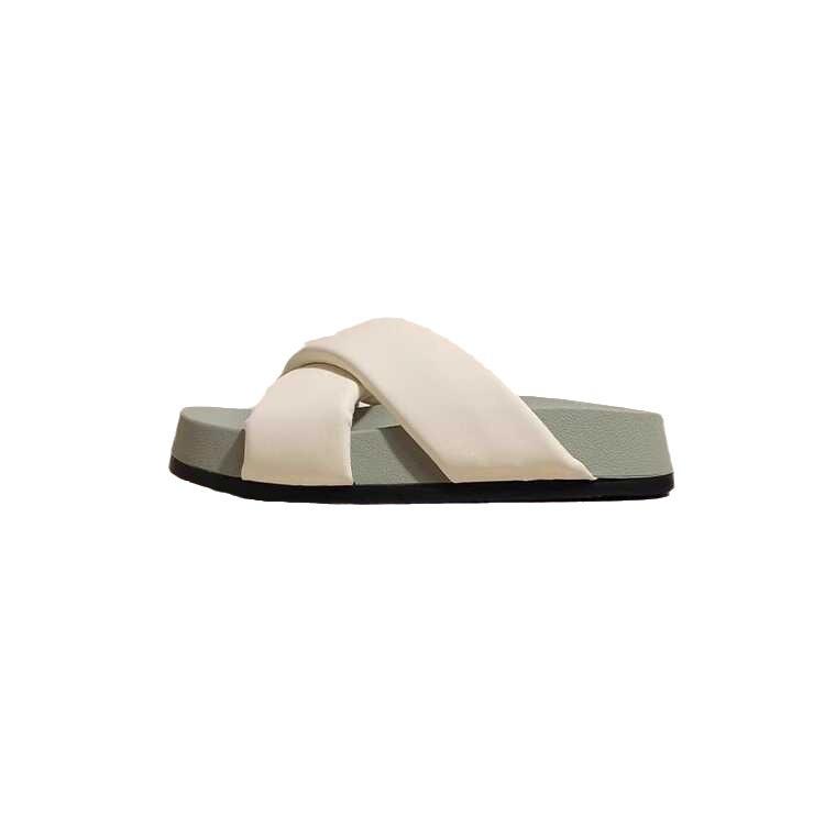 New cross-strapped platform bread slippers women's summer wear open-toed cool slippers non-slip beach shoes