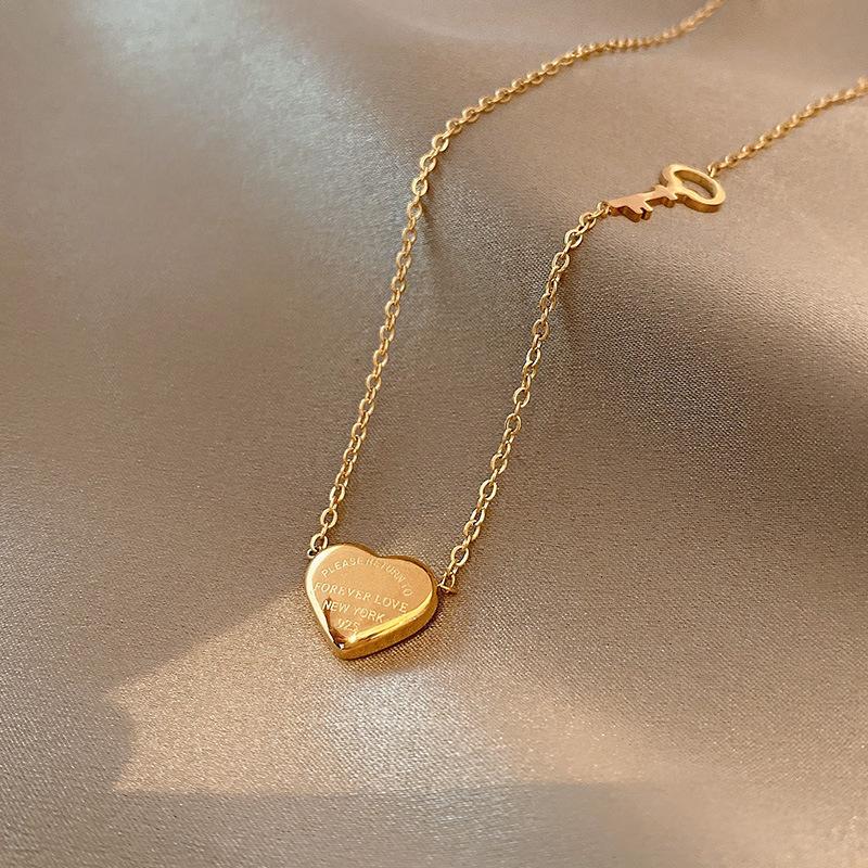 Custom 316 Stainless Steel Jewelry Gold Plated Butterfly Heart Bow Pendant Simple Zircon Necklace Jewelry for Women