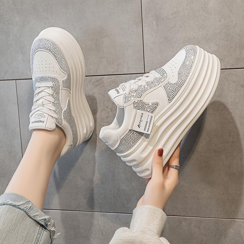 New Shallow Mouth Inner Height Increase Small White Shoes Women's Versatile Women's Shoes Thick-soled Muffin Shoes New Sports Board Shoes