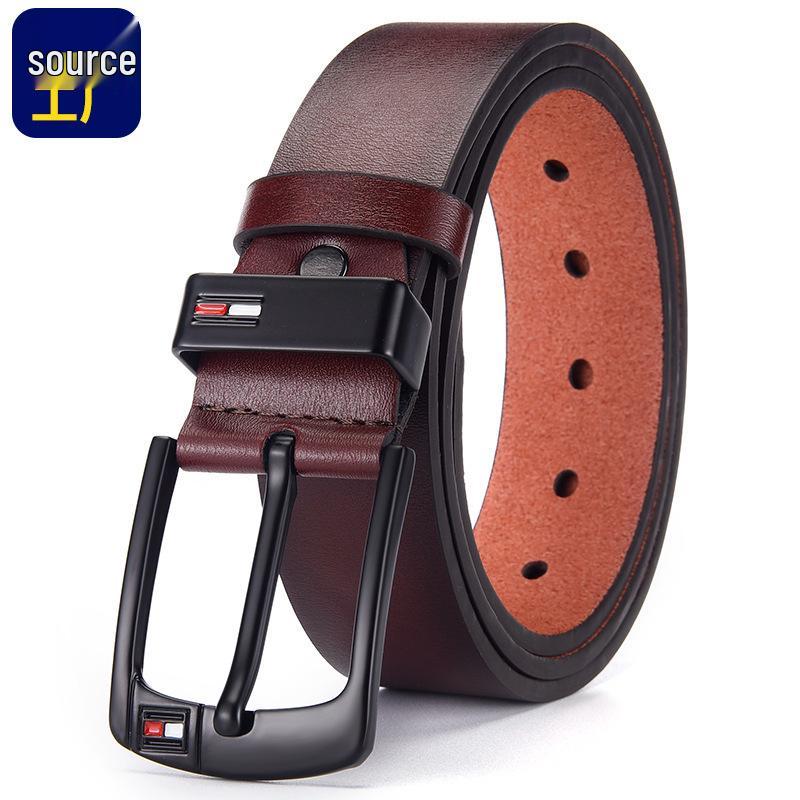 

Мужской модный ремень в ретро-стиле с пряжкой-булавкой - Повседневный пояс в европейском и американском стиле 120 cm коричневый/красный